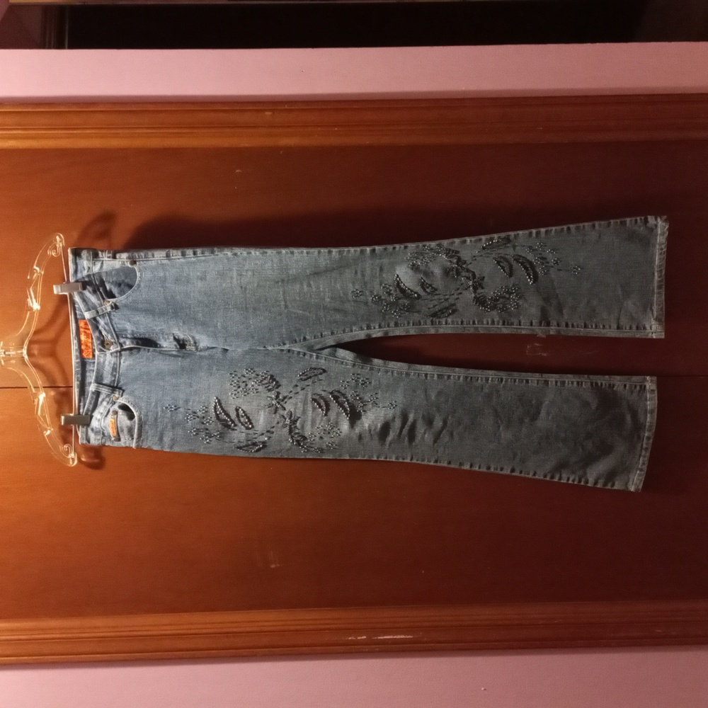 Old Valley Vintage Jeans, Size 7, Blue with beeds